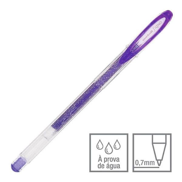 Imagem de Estojo Caneta Gel Signo Sparkling Uni-Ball C/6 Violeta Glitter 0.7mm UM-120SP