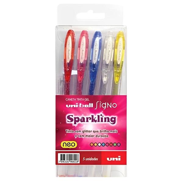 Imagem de Estojo Caneta Gel Uni Ball Signo Sparkling 5un