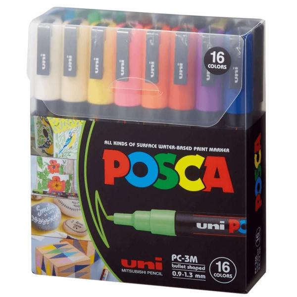 Imagem de Estojo Caneta Posca Marcador PC-3M - 16 Cores