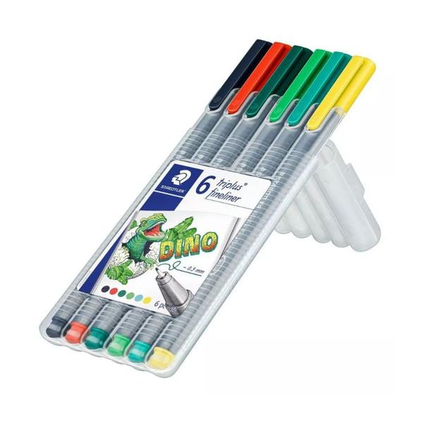 Imagem de Estojo Caneta Staedtler Triplus Fineliner Dino 0.3Mm 6pçs