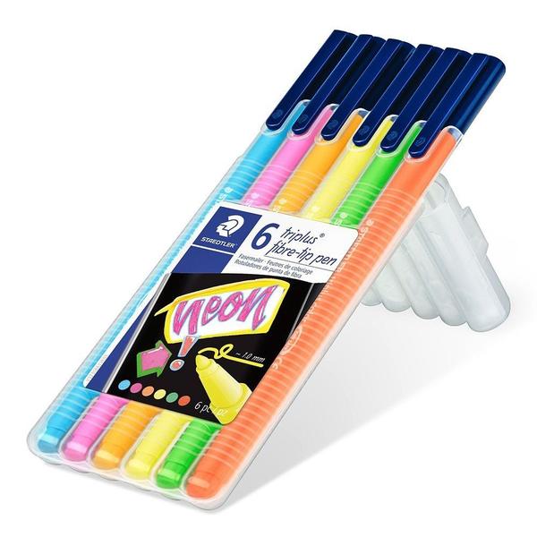 Imagem de Estojo Caneta Triplus Color Staedtler Neon c/6 Cores 1.0mm 323 SB6CS102