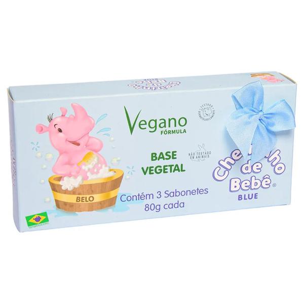 Imagem de ESTOJO CHEIRO DE BEBÊ 3 SABONETES 80g CADA - VEGANO AZUL 80G