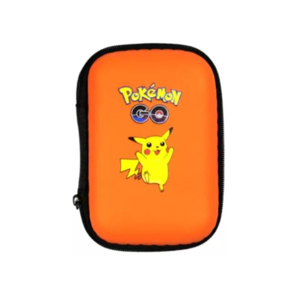 Imagem de Estojo com Ziper Porta Cards Cartas Pokemon GO Pikachu Portátil Laranja Bolso Guardar Coleção Compacto