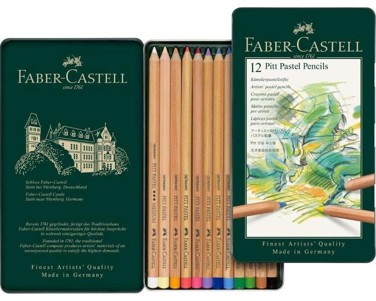 Imagem de Estojo com12 Cores Lápis Pastel Pitt Faber Castell