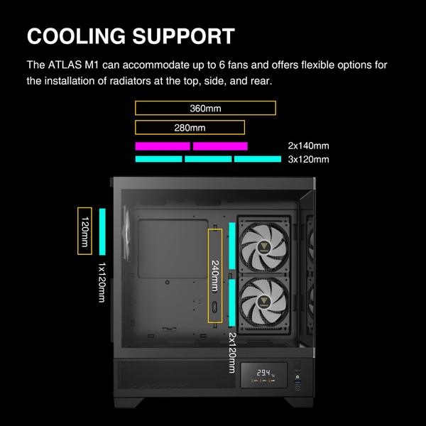 Imagem de Estojo de computador GAMDIAS Mid Tower com monitor e aplicativo de vidro temperado ATX