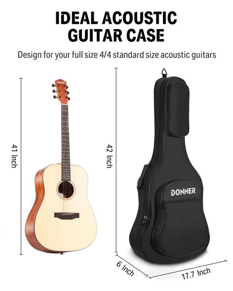 Imagem de Estojo de guitarra acústica Donner para 40-41 polegadas com acolchoamento de 10 mm