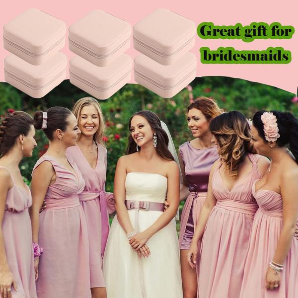 Imagem de Estojo de joias CIPIDI Travel Bridesmaid Gifts com 12 caixas rosa