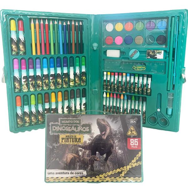 Imagem de Estojo de Pintura Infantil com Canetinhas, Lápis de Cor e Aquarela Para Colorir - Maleta de Pintar