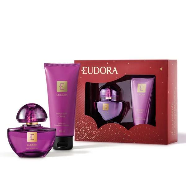 Imagem de Estojo Eudora Roxo Miniatura Eau de Parfum 35ml e Hidratante Desodorante Corporal Indulgent Cream 100ml