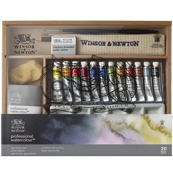 Imagem de Estojo Madeira Aquarela Winsor & Newton Aquarela Profissional 20 Peças