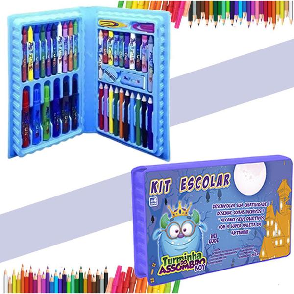 Imagem de Estojo Maleta De Pintura Infantil Estojo Material Kit Escolar com 48 Peças