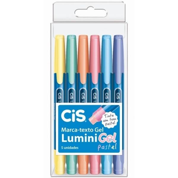 Imagem de Estojo Marca-Texto CiS Lumini Gel Pastel C/5 Cores