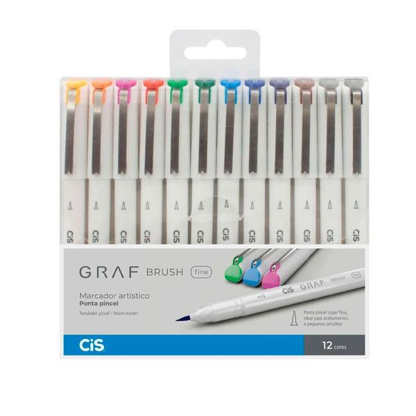 Imagem de Estojo Marcador Graf Brush Fine C/12 Cores Cis