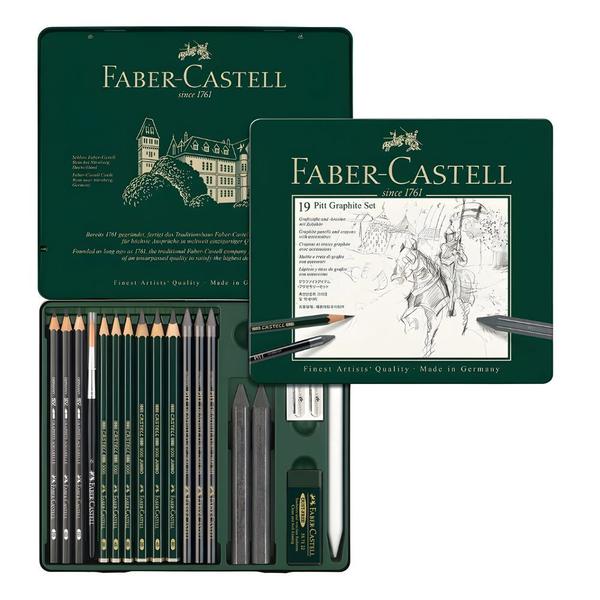 Imagem de Estojo Metal Pitt Faber Castell para Desenho 19 Peças