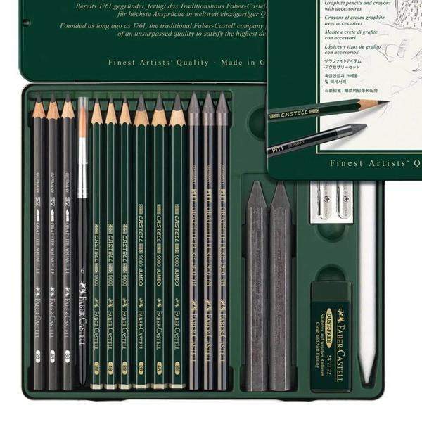 Estojo Metal Pitt Faber Castell para Desenho 19 Peças Imagem de Estojo Metal Pitt Faber Castell para Desenho 19 Peças