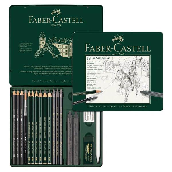 Estojo Metal Pitt Faber Castell para Desenho 19 Peças Imagem de Estojo Metal Pitt Faber Castell para Desenho 19 Peças