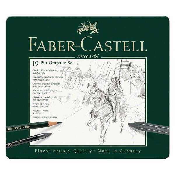 Estojo Metal Pitt Faber Castell para Desenho 19 Peças Imagem de Estojo Metal Pitt Faber Castell para Desenho 19 Peças
