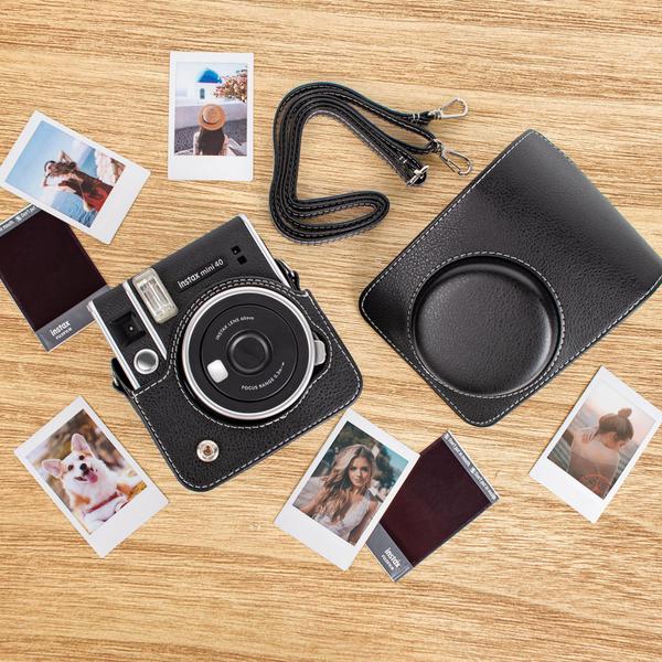 Imagem de Estojo para câmera MUZIRI KINOKOO Instax Mini 40 em couro PU preto