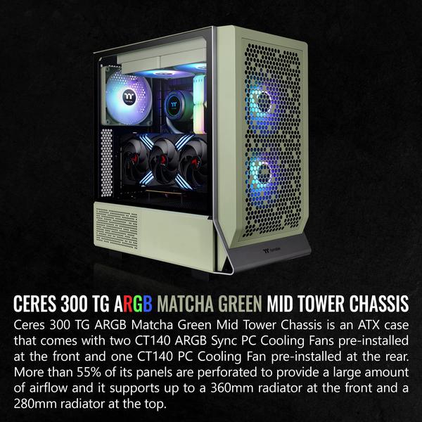 Imagem de Estojo para computador Thermaltake Ceres 300 Matcha Green E-ATX