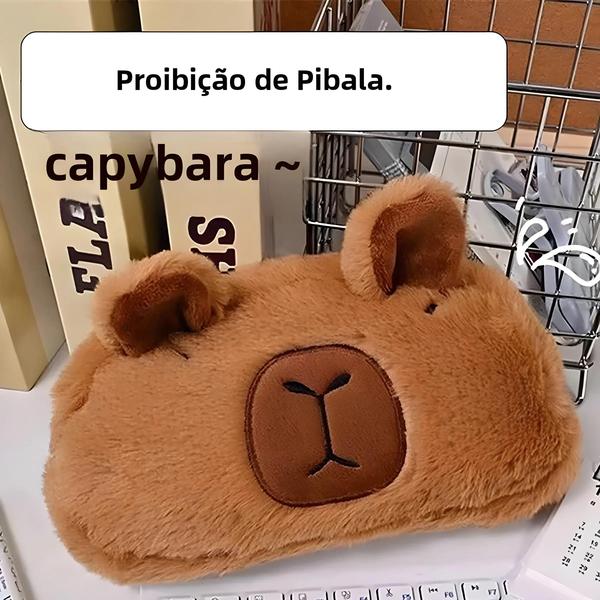 Imagem de Estojo para Lápis de Capivara Pelúcia - Grande Capacidade