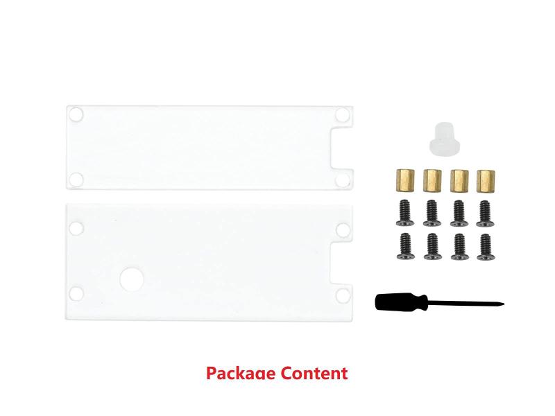 Imagem de Estojo para Raspberry Pi Pico com painéis de acrílico transparente e tampa de chave