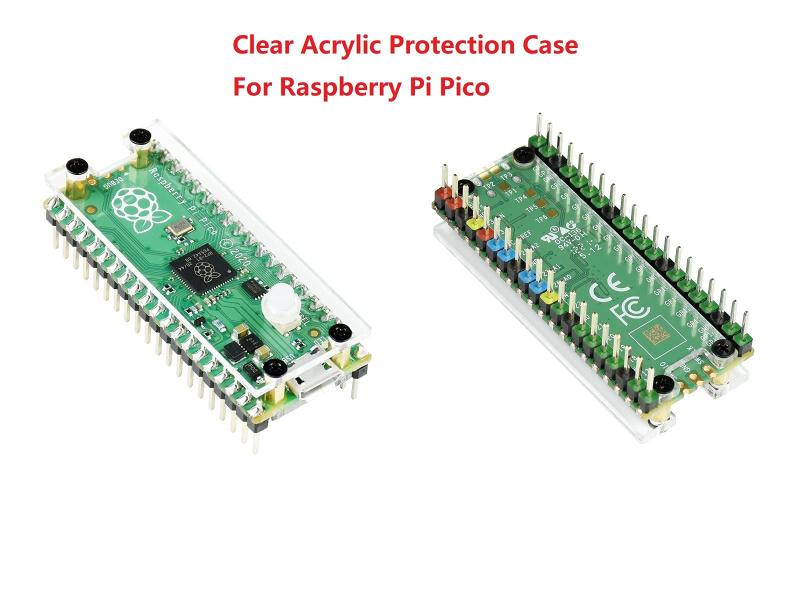 Imagem de Estojo para Raspberry Pi Pico com painéis de acrílico transparente e tampa de chave