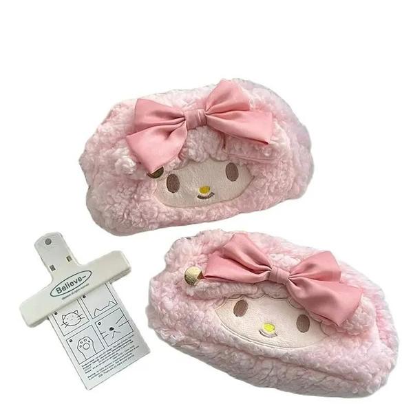 Imagem de Estojo Pelúcia Rosa em Formato de Coração - Grande Capacidade - Sanrio Melody Cinnamoroll