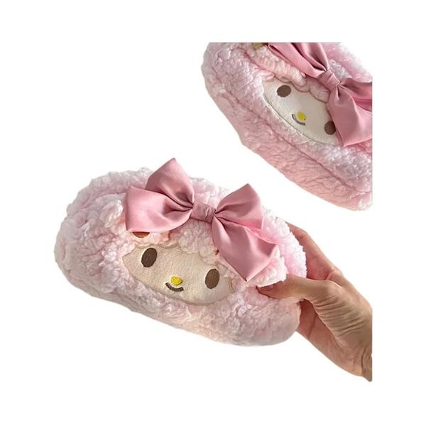 Imagem de Estojo Pelúcia Rosa em Formato de Coração - Grande Capacidade - Sanrio Melody Cinnamoroll