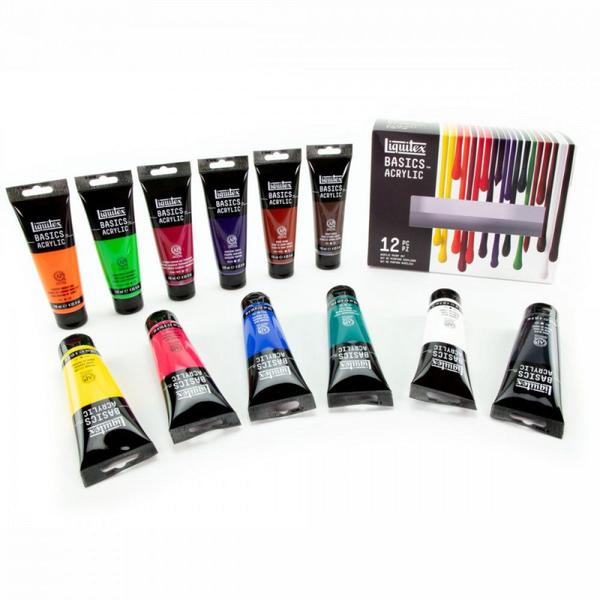 Imagem de Estojo Tinta Acrílica P/ Tela Liquitex Basics 118ml 12 Cores