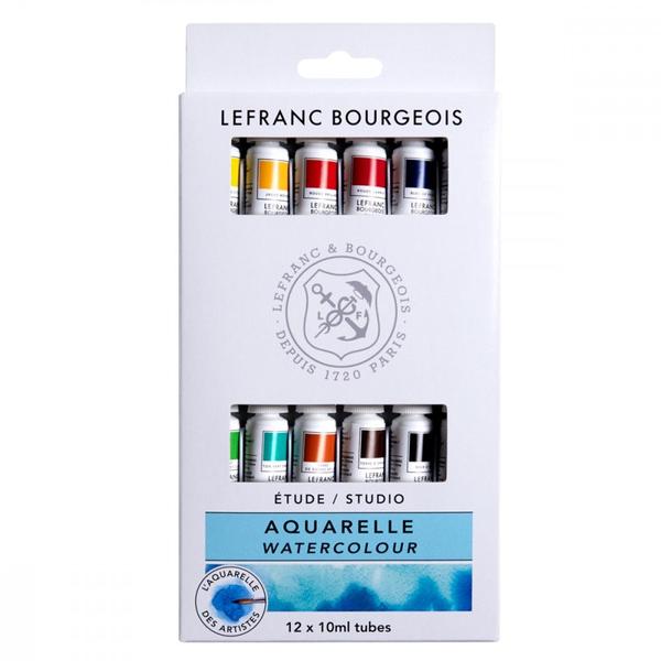 Imagem de Estojo Tinta Aquarela Lefranc & Bourgeois 10ml 12 Cores