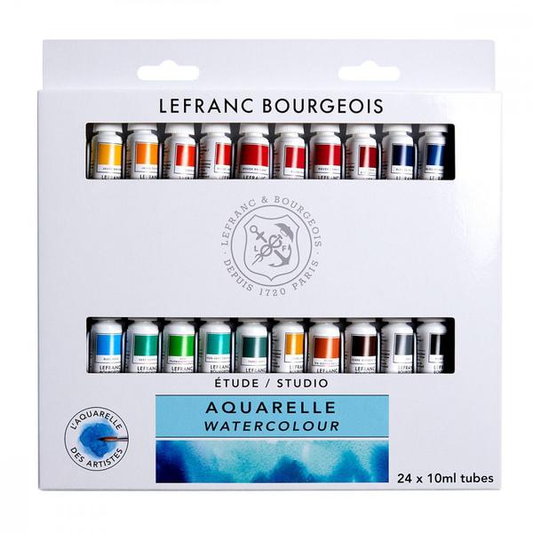 Imagem de Estojo Tinta Aquarela Lefranc & Bourgeois 10ml 24 Cores