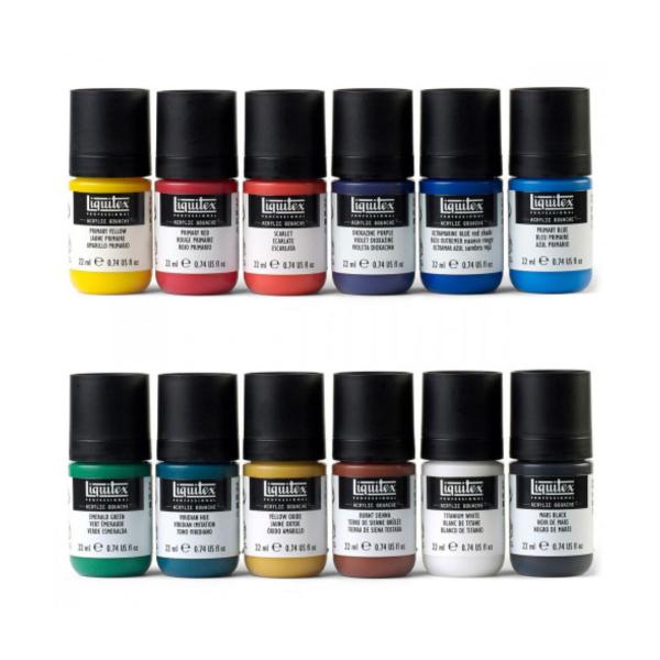 Imagem de Estojo Tinta Guache Acrílica Liquitex 22ml C/12 Cores