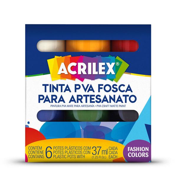 Imagem de Estojo Tinta Pva Fosca Para Artesanato 37ml Acrilex 6 Cores