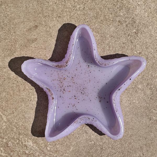 Imagem de Estrela Porta Objeto Ou Pendurar Resina Roxo-Lilás Com Areia