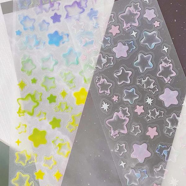 Imagem de Estrelas Corações Pet Bolha Decalque Adesivos Para Diy Diário Planejador Scrapbooking Papelaria