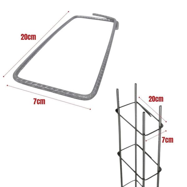 Imagem de Estribo 4.2mm 7x20 Construção Civil Obra, 100 Peças Aço CA60