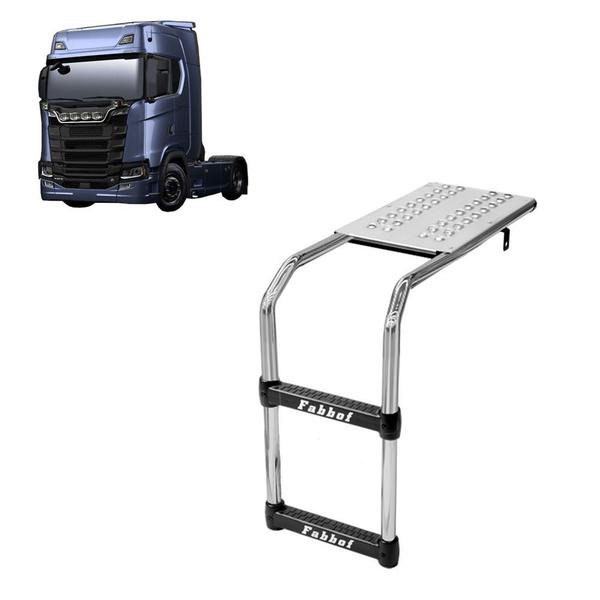 Estribo Plataforma para Scania NTG P/G/R/S 2020 2021 Cromado - Fabbof Imagem de Estribo Plataforma para Scania NTG P/G/R/S 2020 2021 Cromado
