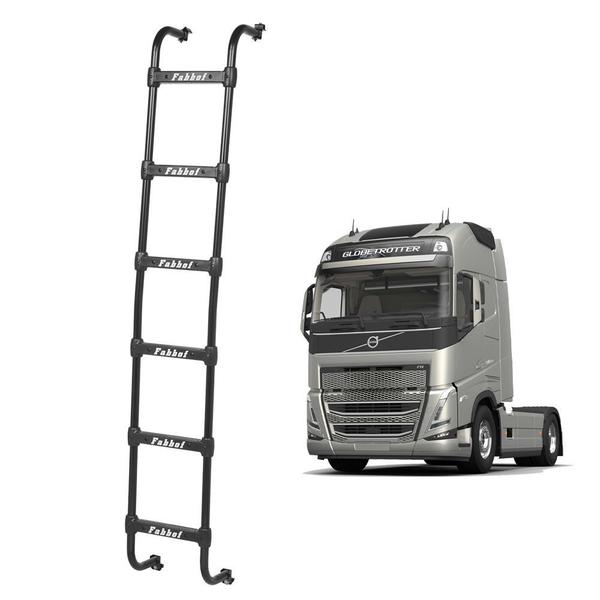 Estribo Traseiro para Volvo NH Globetrotter 6 Degraus Preto - Fabbof Imagem de Estribo Traseiro para Volvo NH Globetrotter 6 Degraus Preto