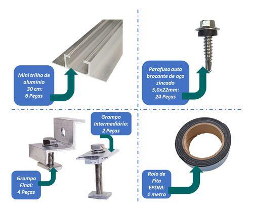 Imagem de Estrutura Mini Trilho De 30cm Para 2 Painel Placa Solar