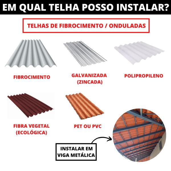 Imagem de Estrutura Suporte Fixa Linha C Placa Painel Solar Inox Telha Fibrocimento Ondulada Viga Metálica Perfil Master  Kit 06