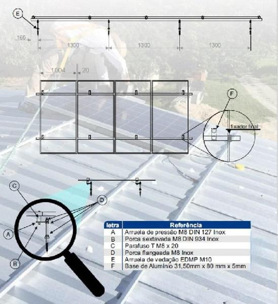 Imagem de Estrutura Suporte Fixa Placa Painel Solar Alumínio Inox