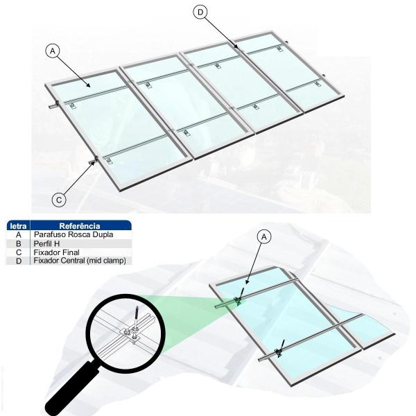 Imagem de Estrutura Suporte Fixa Placa Painel Solar Alumínio Inox