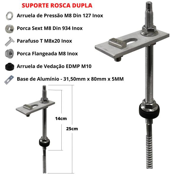 Imagem de Estrutura Suporte Fixa Placa Painel Solar Alumínio Inox Telha Fibrocimento Ondulada Viga Metálica Perfil Master  Kit 04