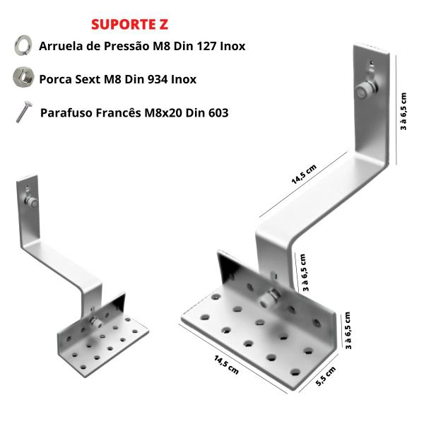 Imagem de Estrutura Suporte Fixador Linha C Placa Painel Solar Alumínio e Inox Para Telha Cerâmica e Cimento  Perfil Master