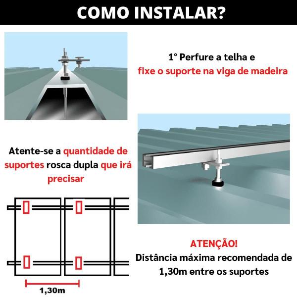 Imagem de Estrutura Suporte Fixador Placa Painel Solar Alumínio E Inox