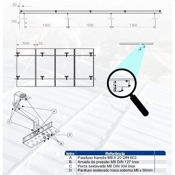 Imagem de Estrutura Suporte Fixador Placa Painel Solar Alumínio E Inox