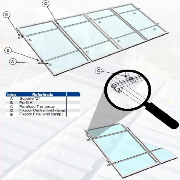 Imagem de Estrutura Suporte Fixador Placa Painel Solar Alumínio E Inox