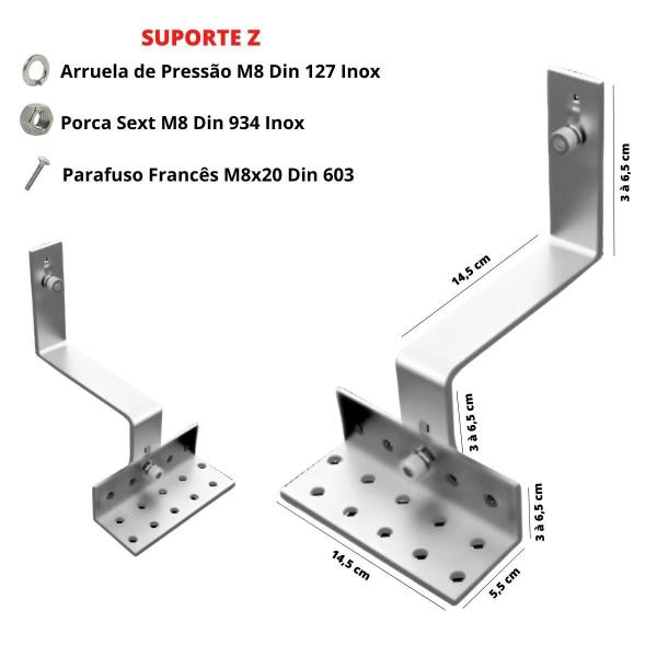 Imagem de Estrutura Suporte Linha C Placa Solar Telha Cerâmica Kit 02