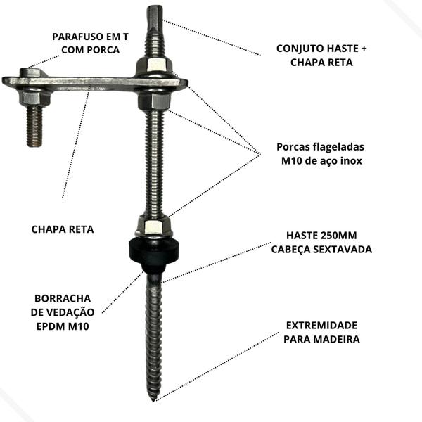 Imagem de Estrutura Suporte Painel Solar Telha Fibro Madeira 02 Und