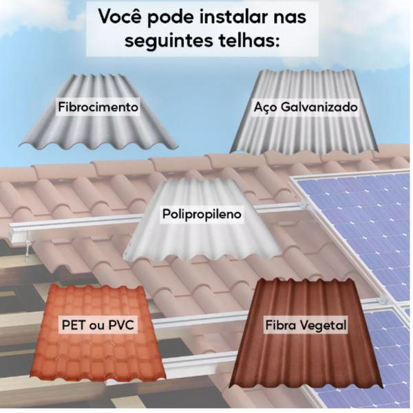 Imagem de Estrutura Suporte Painel Solar Telha Fibro Madeira 06 Und